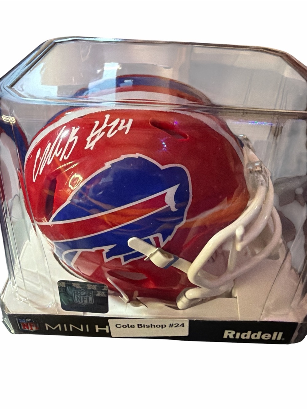 Cole Bishop Signed Buffalo Bills Mini Helmet - TSE Authenticated - Riddell Speed